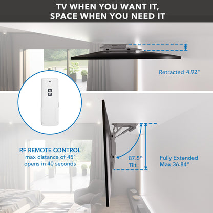 Mount-It! ceiling mount, 50–90”, motorized flip-down, space-saving, remote control.