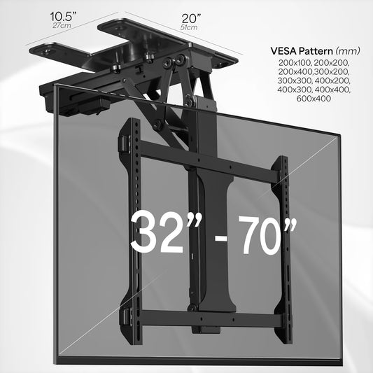 VIVO motorized ceiling mount, 32–70”, flip-down, app & voice control.