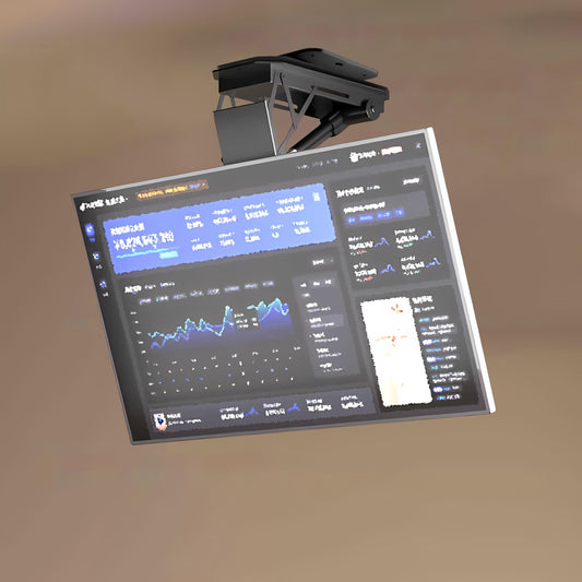 Motorized ceiling mount, 32–70”, 0–90° rotation, remote control, full motion.