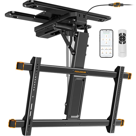 Perlegear ceiling mount, 32–75”, motorized, app & remote, holds 110 lbs.