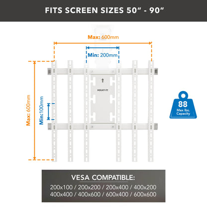 Mount-It! ceiling mount, 50–90”, motorized flip-down, space-saving, remote control.