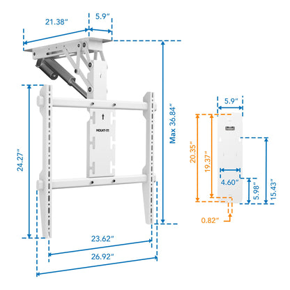 Mount-It! ceiling mount, 50–90”, motorized flip-down, space-saving, remote control.