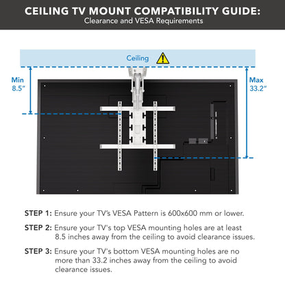 Mount-It! ceiling mount, 50–90”, motorized flip-down, space-saving, remote control.