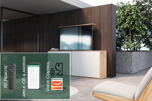 ynVISION motorized TV lift, 37–77”, vertical lift, WiFi & remote control.